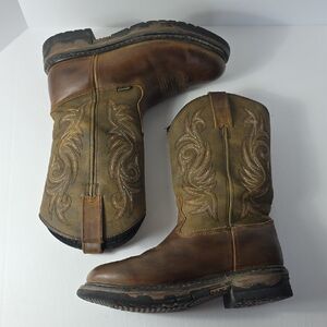 Laredo Mens(7.5D)Leather Waterproof Western Style Pull On Work Boots